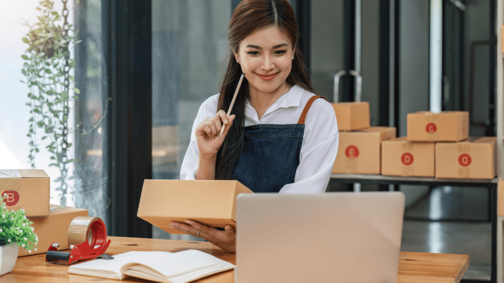 a woman dealing in a e-commerce industry