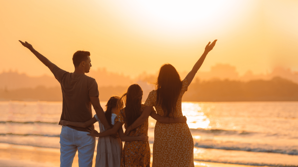 a family having a good time together at the seashore