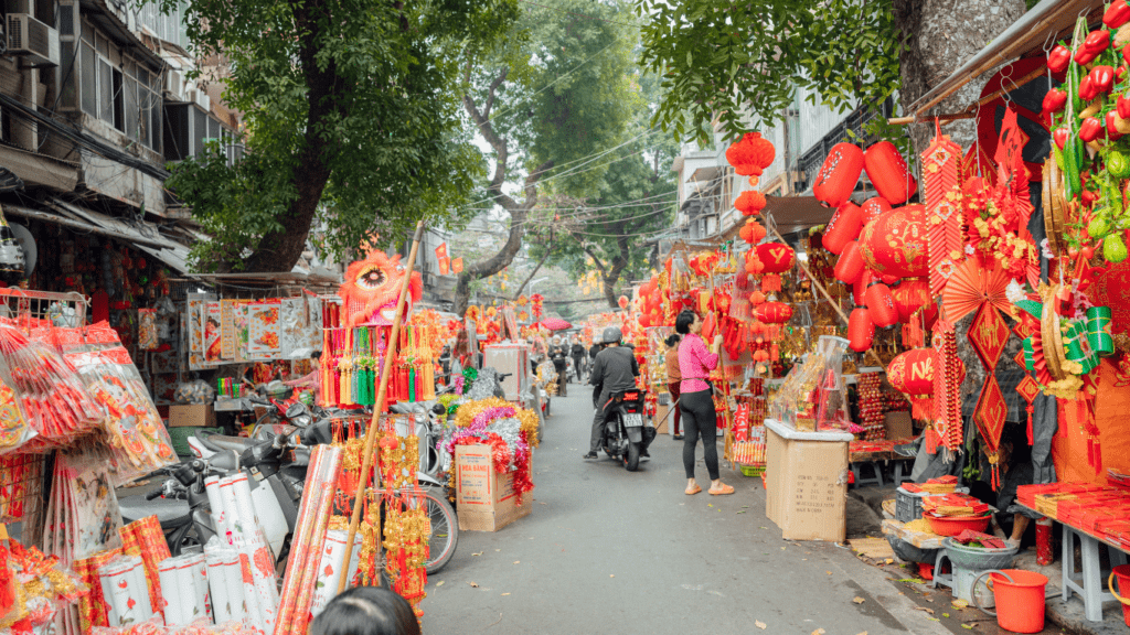 a chinese selling street in new year's day