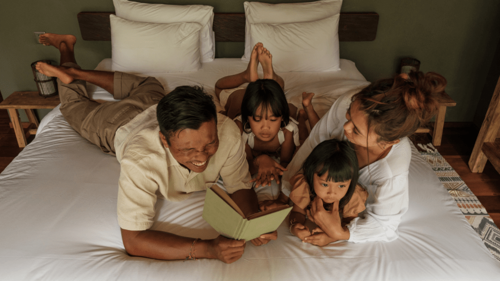 a family having a good time together