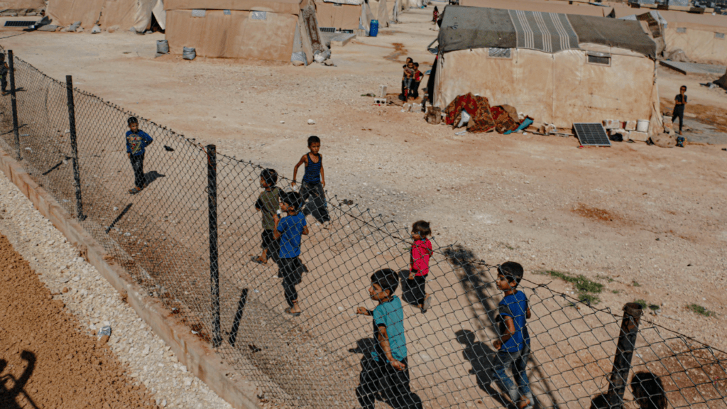 group of immigrant children in a secluded area