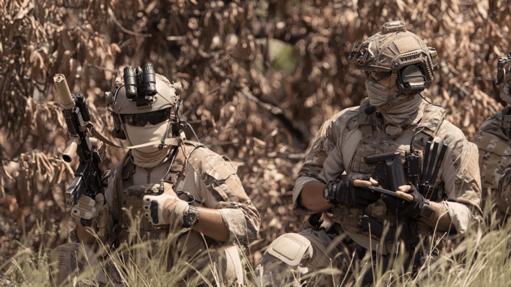 two soldier joining in a mission together